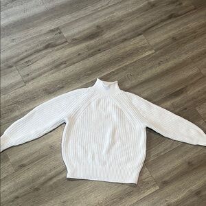 J. Crew White Cowl Neck Sweater with Ribbed Details